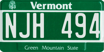 VT license plate NJH494