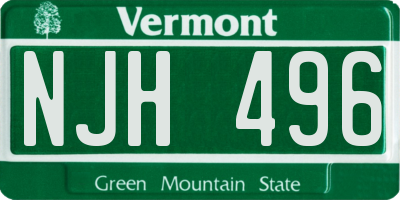VT license plate NJH496