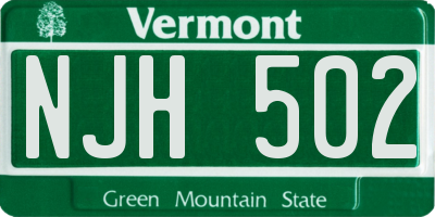 VT license plate NJH502