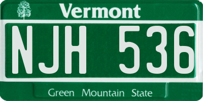 VT license plate NJH536