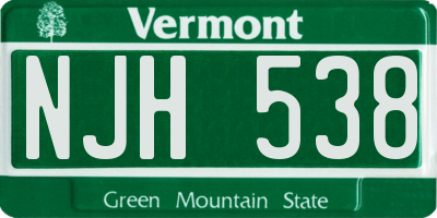 VT license plate NJH538