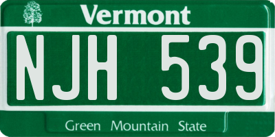 VT license plate NJH539
