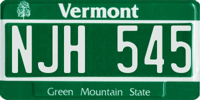 VT license plate NJH545