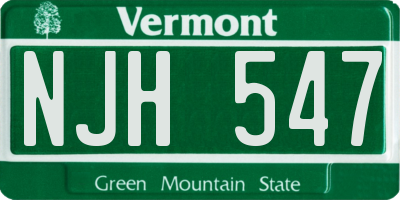 VT license plate NJH547