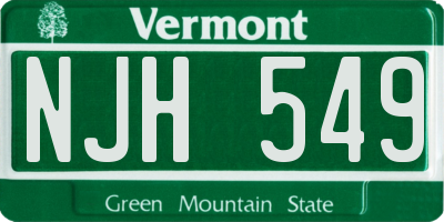 VT license plate NJH549