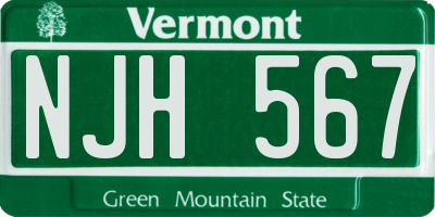VT license plate NJH567