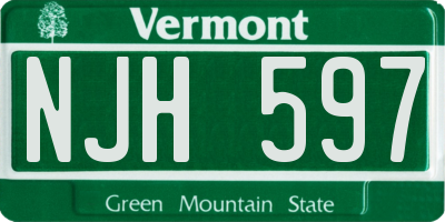 VT license plate NJH597