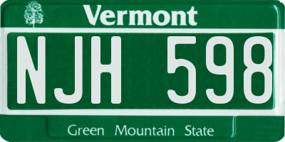 VT license plate NJH598