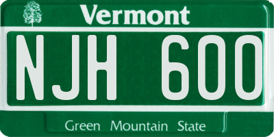 VT license plate NJH600