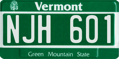 VT license plate NJH601