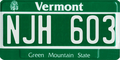 VT license plate NJH603