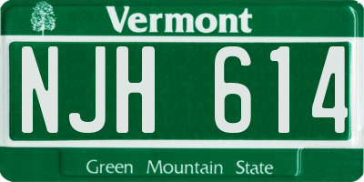 VT license plate NJH614