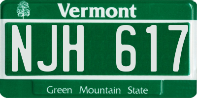 VT license plate NJH617