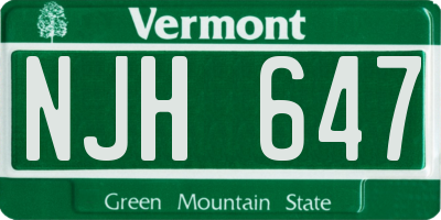 VT license plate NJH647