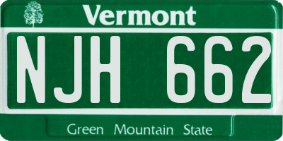 VT license plate NJH662