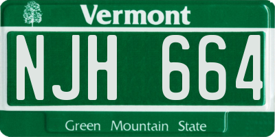 VT license plate NJH664