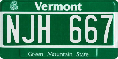 VT license plate NJH667