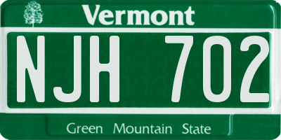 VT license plate NJH702