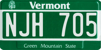 VT license plate NJH705
