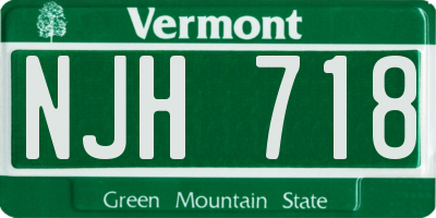 VT license plate NJH718