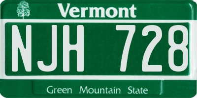 VT license plate NJH728