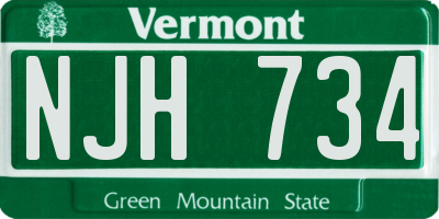 VT license plate NJH734