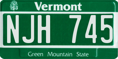 VT license plate NJH745
