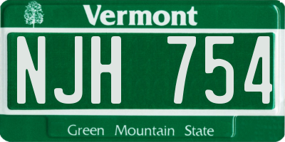 VT license plate NJH754