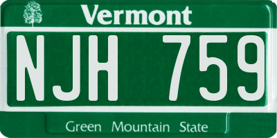 VT license plate NJH759