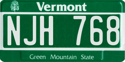 VT license plate NJH768
