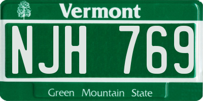 VT license plate NJH769
