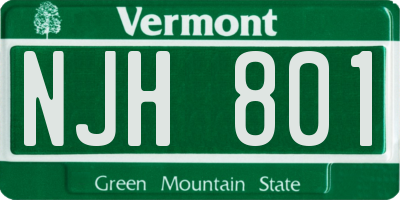 VT license plate NJH801