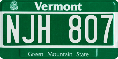 VT license plate NJH807
