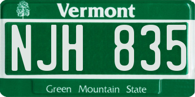 VT license plate NJH835