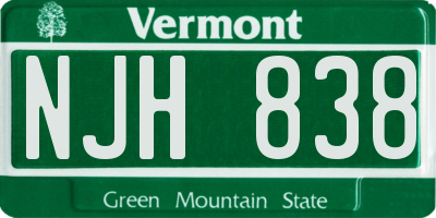 VT license plate NJH838