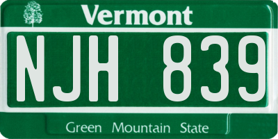 VT license plate NJH839