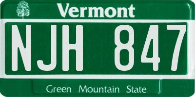 VT license plate NJH847