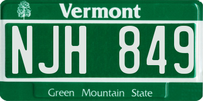 VT license plate NJH849