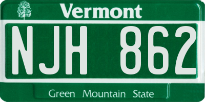 VT license plate NJH862