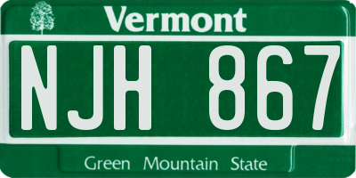 VT license plate NJH867
