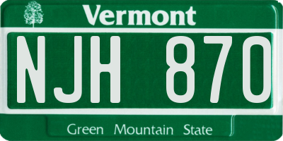VT license plate NJH870