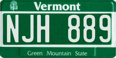 VT license plate NJH889