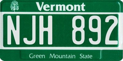 VT license plate NJH892