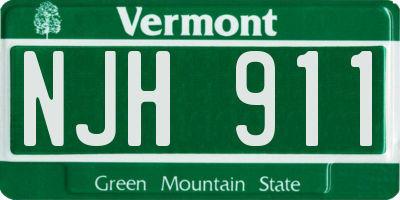 VT license plate NJH911