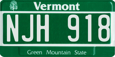 VT license plate NJH918