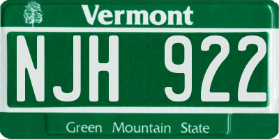 VT license plate NJH922