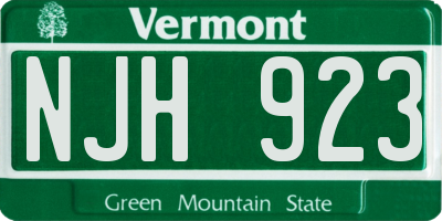 VT license plate NJH923