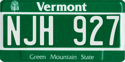 VT license plate NJH927
