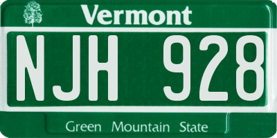 VT license plate NJH928