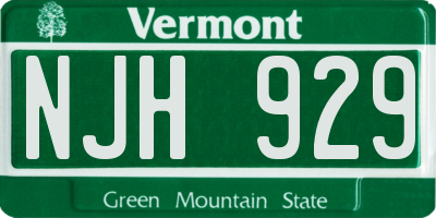 VT license plate NJH929